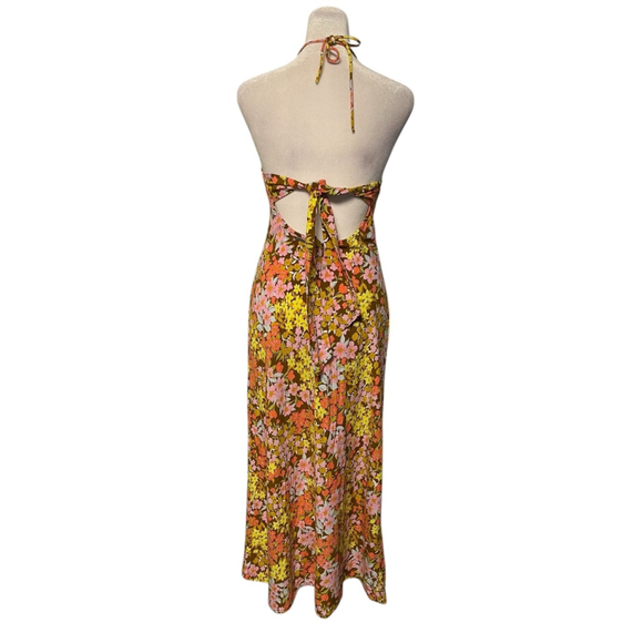 Billabong Retro Romance Sunny Side Up Floral Halter Maxi Dress Size Small - Picture 9 of 11